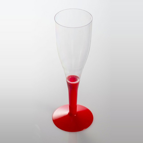 Copa de champagne con pie en rojo - DeFiestaEnCasa