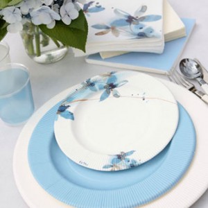 Combinación platos flores azules