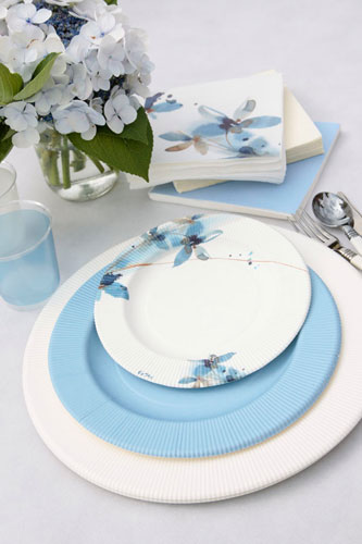 Combinación platos flores azules