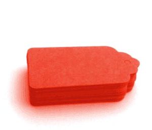 Etiqueta cartón rojo