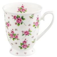 taza porcelana flores rosas